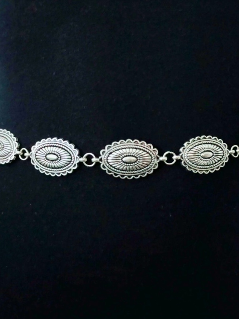 Silver-Tone Concho Link Belt -40” - Picture 2 of 3
